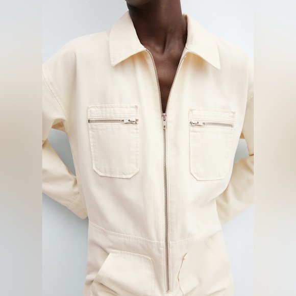 Mango Cream denim zipper jumpsuit NWT - Picture 5 of 5